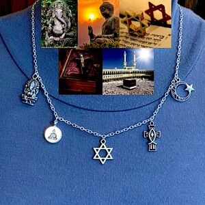World Religions Handmade Necklace Hinduism Buddhism Judaism Christianity Islam